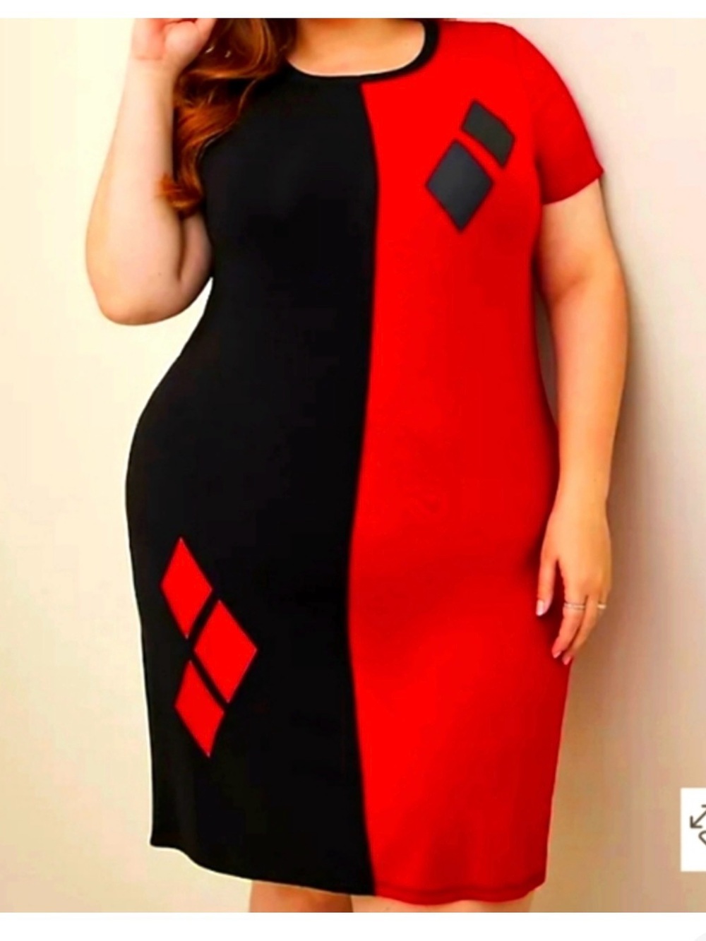 torrid Red and Black Colorblock Midi Sheath Dress